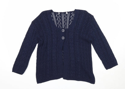 Womens UK Size S Preworn Blue Cardigan Jumper