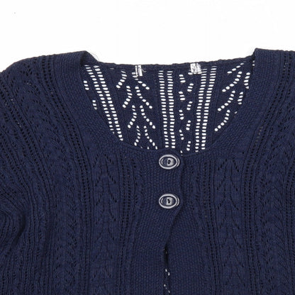 Womens UK Size S Preworn Blue Cardigan Jumper