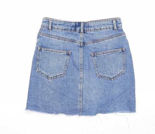 Miss Selfridge Womens Blue Cotton A-Line Skirt Size 6 Zip