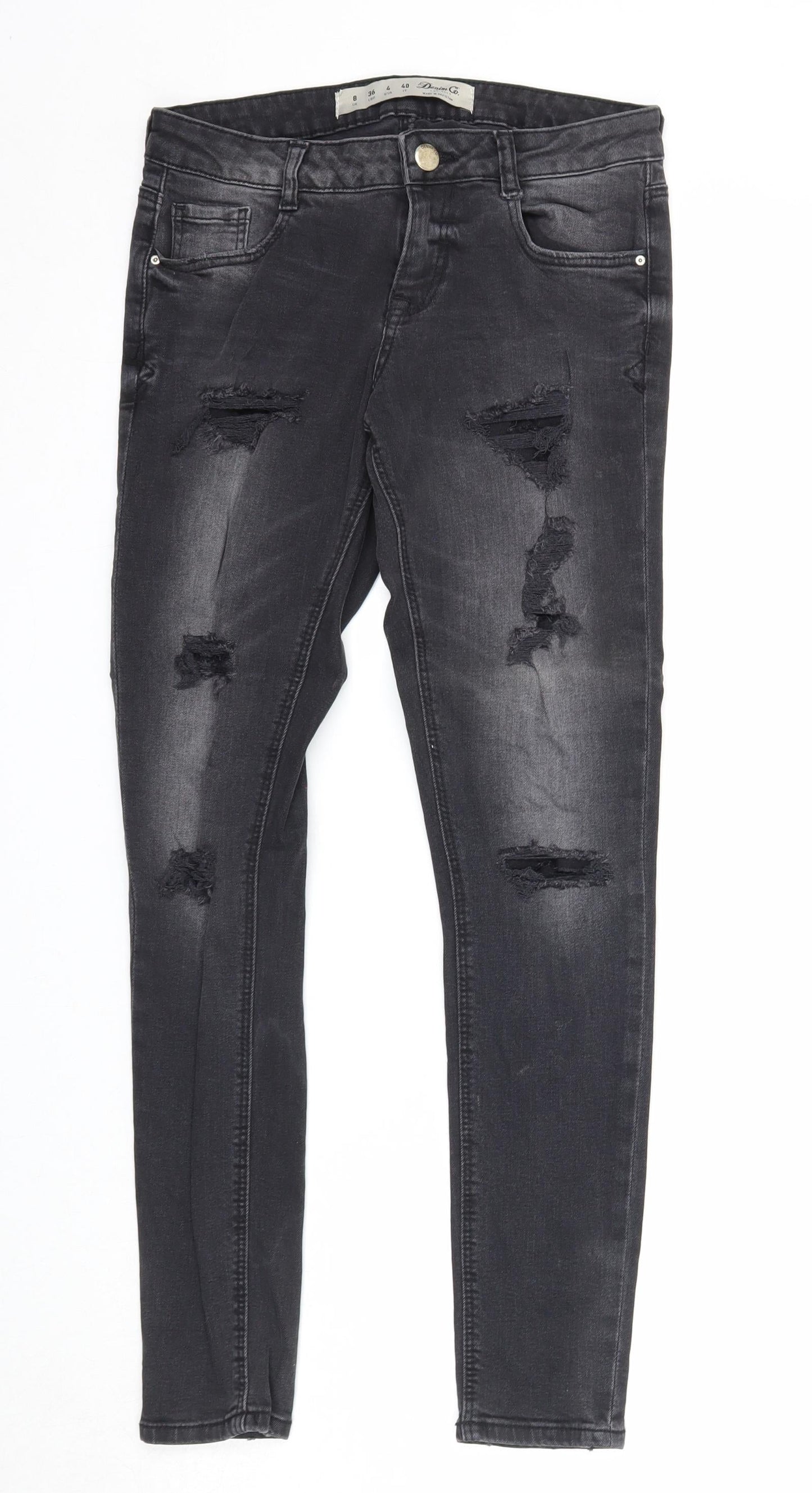 Denim & Co. Womens Black Cotton Skinny Jeans Size 8 Regular Zip