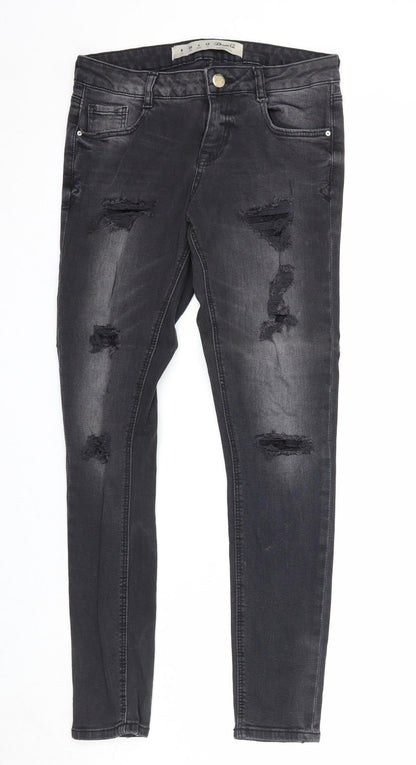 Denim & Co. Womens Black Cotton Skinny Jeans Size 8 Regular Zip