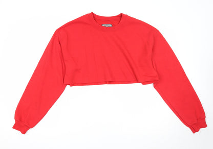PRETTYLITTLETHING Womens Red Cotton Pullover Sweatshirt Size S Pullover