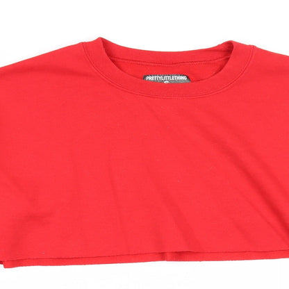 PRETTYLITTLETHING Womens Red Cotton Pullover Sweatshirt Size S Pullover