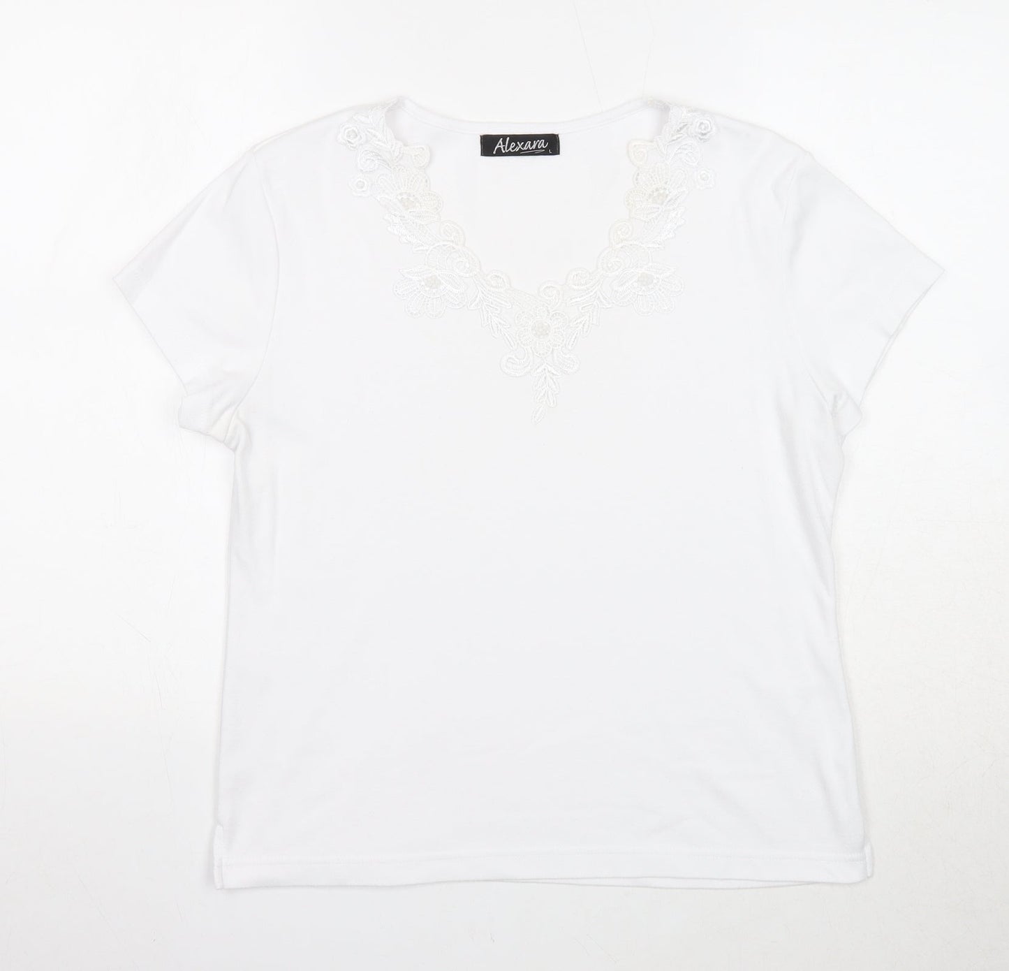 Womens UK Size L Alexara White Basic T-Shirt