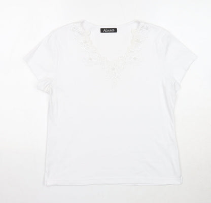 Womens UK Size L Alexara White Basic T-Shirt