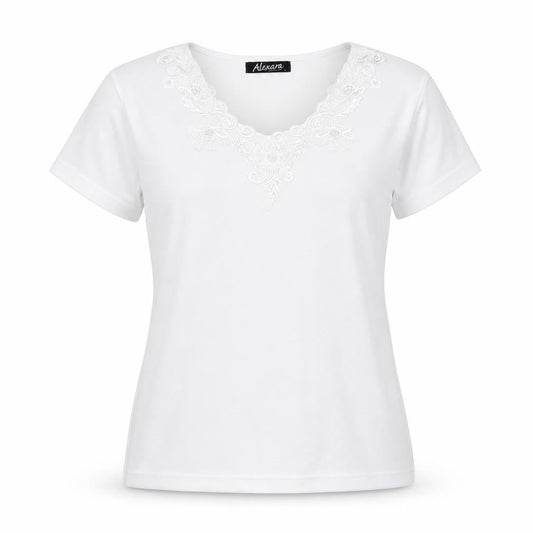 Womens UK Size L Alexara White Basic T-Shirt