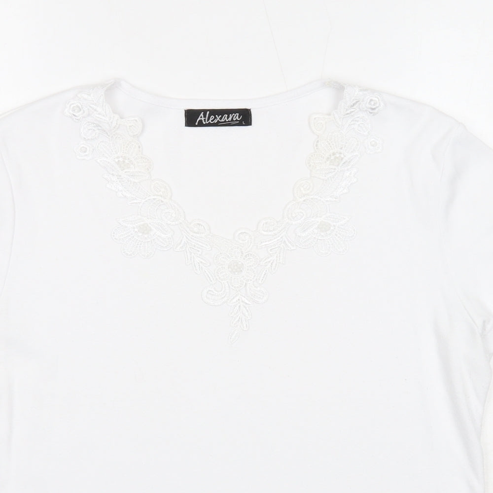 Womens UK Size L Alexara White Basic T-Shirt