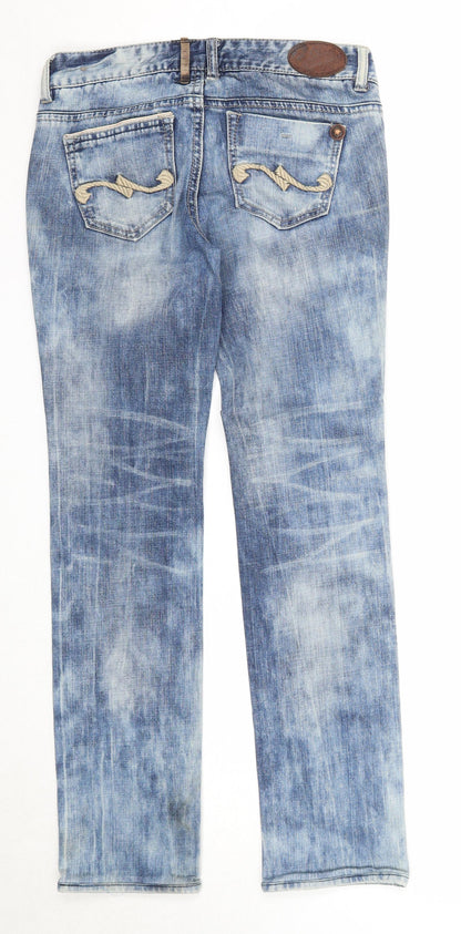 Original Shane Womens Blue Cotton Straight Jeans Size 26 in Regular Zip