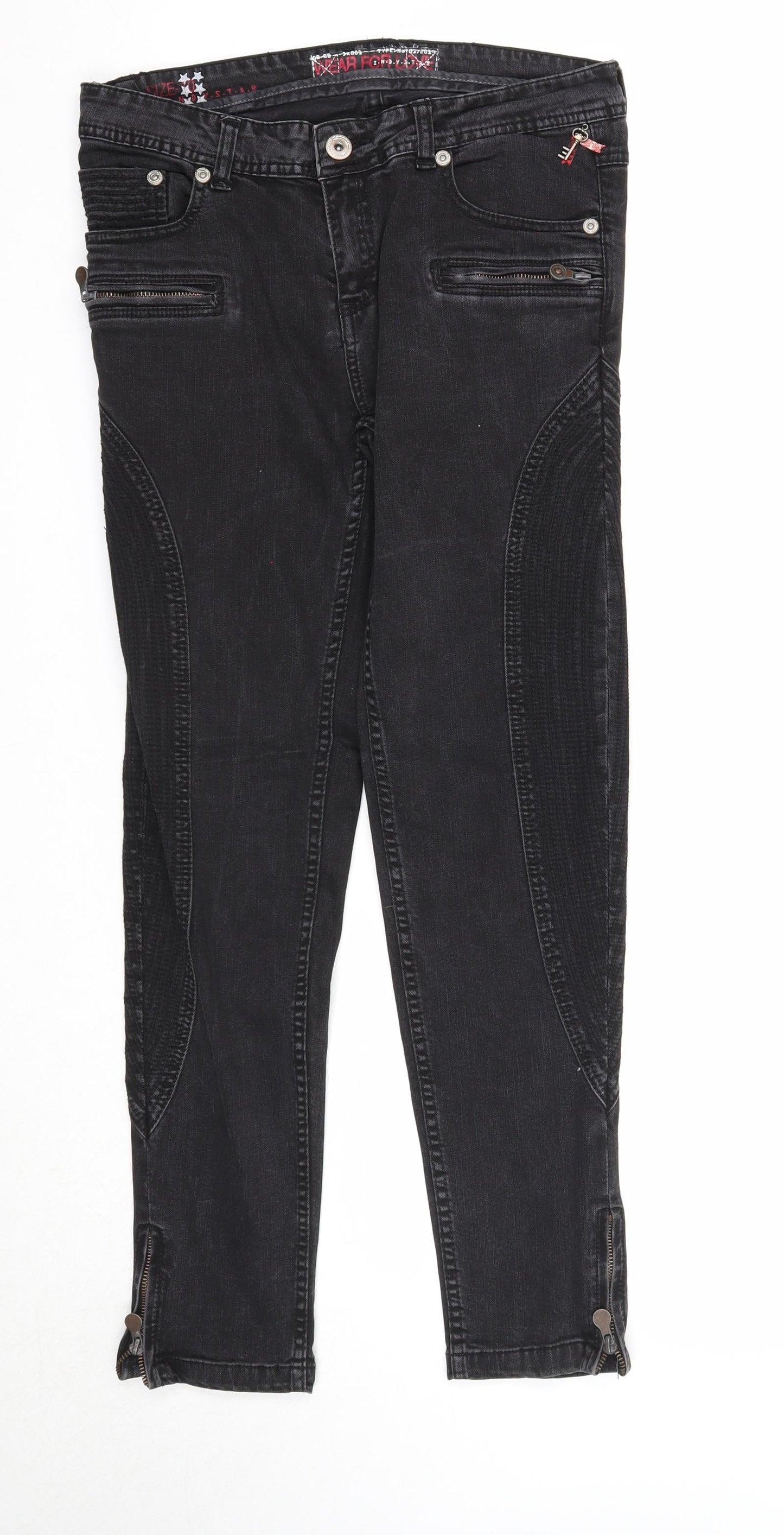 Wear for Love Womens Black Cotton Skinny Jeans Size 10 Regular Zip