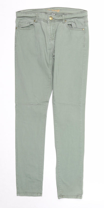 Denim & Co. Womens Green Cotton Skinny Jeans Size 10 Regular Zip