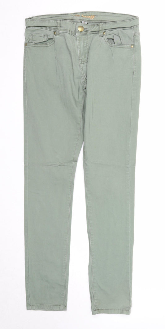 Denim & Co. Womens Green Cotton Skinny Jeans Size 10 Regular Zip