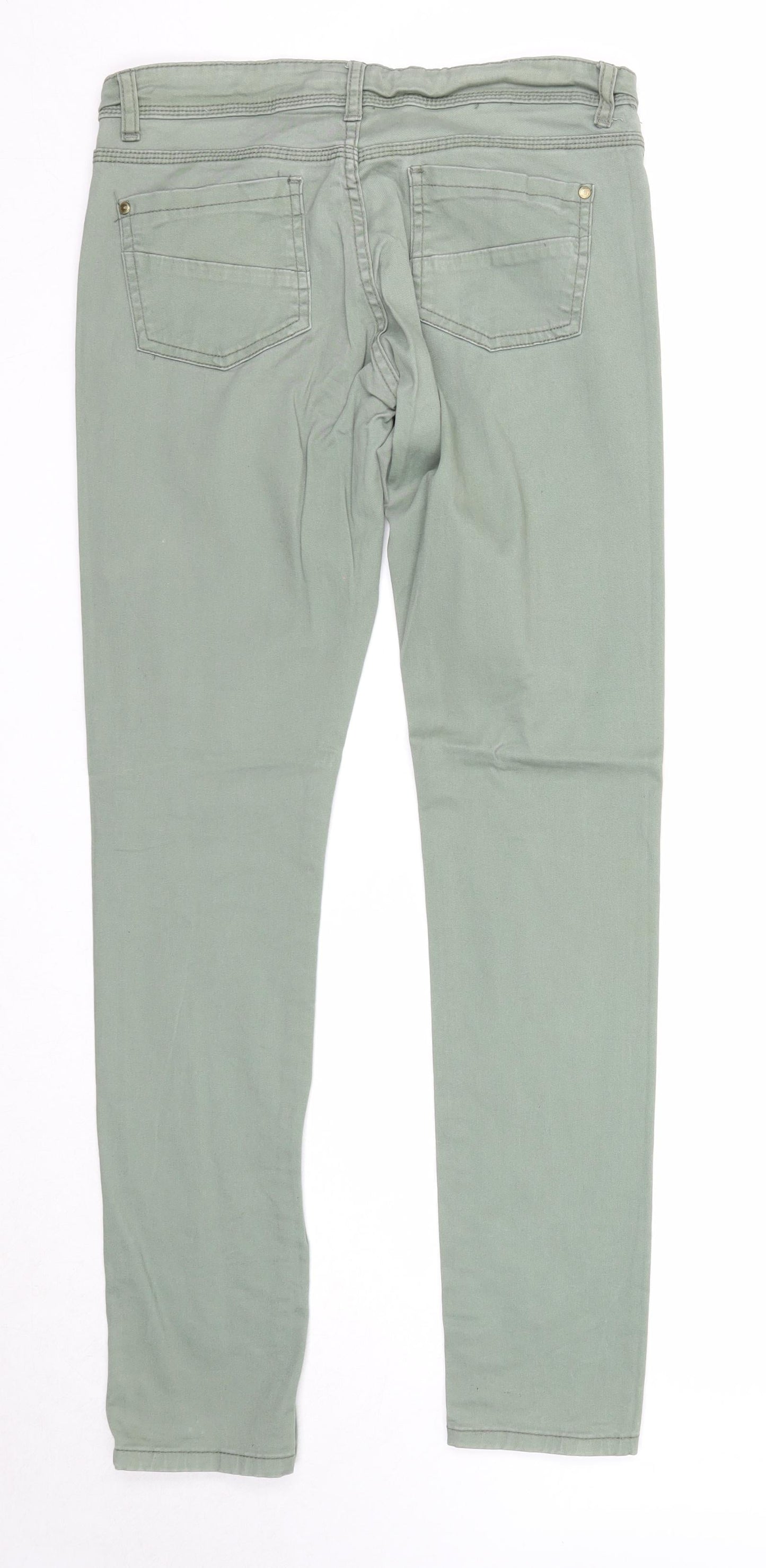 Denim & Co. Womens Green Cotton Skinny Jeans Size 10 Regular Zip