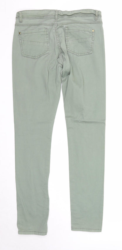 Denim & Co. Womens Green Cotton Skinny Jeans Size 10 Regular Zip