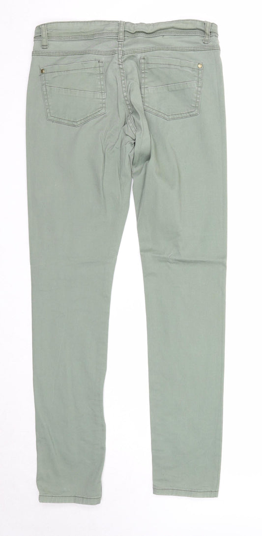 Denim & Co. Womens Green Cotton Skinny Jeans Size 10 Regular Zip