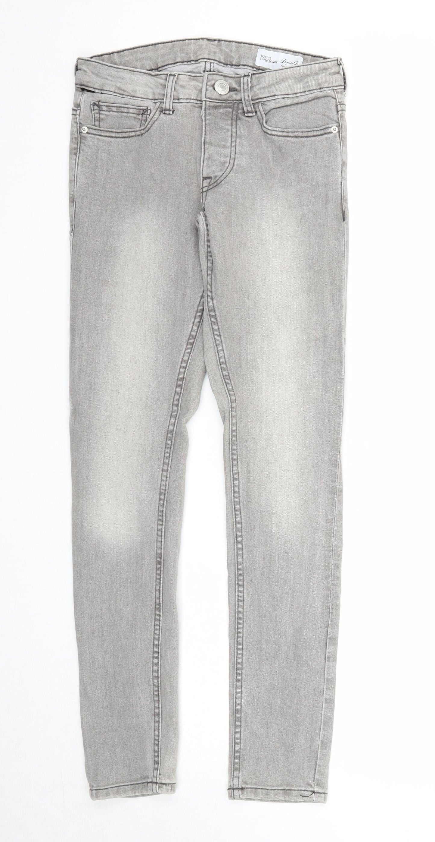 Denim & Co. Mens Grey Cotton Skinny Jeans Size 28 in L30 in Regular Zip