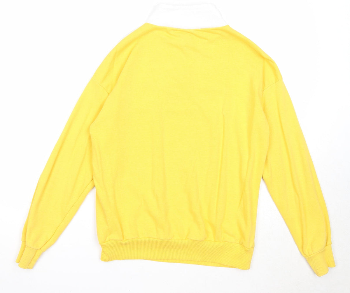 New Look Womens Yellow Colourblock Cotton Pullover Sweatshirt Size 8 Zip