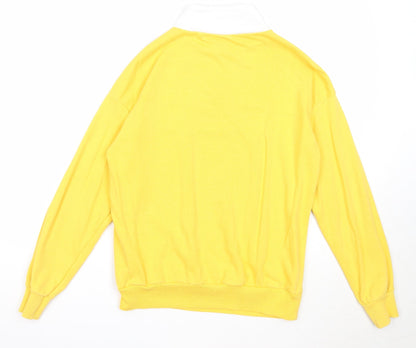 New Look Womens Yellow Colourblock Cotton Pullover Sweatshirt Size 8 Zip