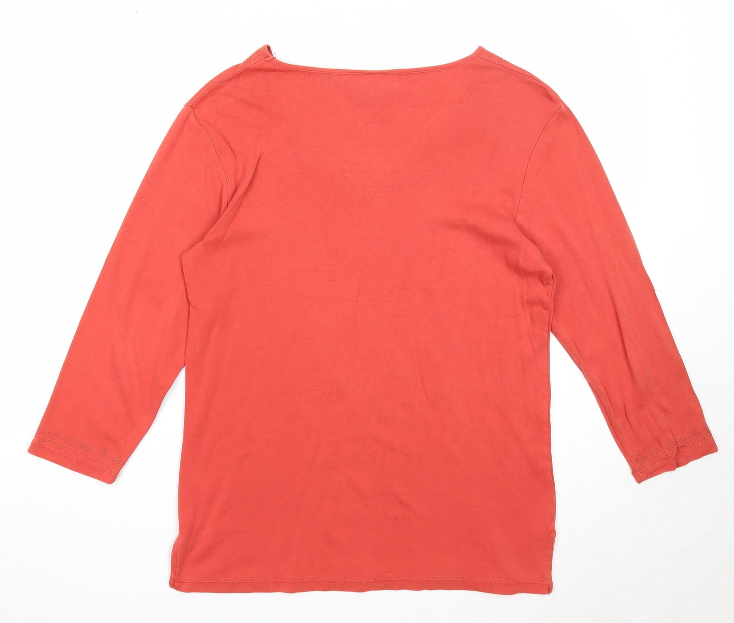 Iz Womens Red Cotton Basic T-Shirt Size M V-Neck