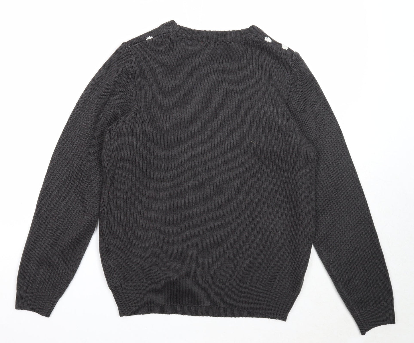 Avenue Mens Grey Round Neck Acrylic Pullover Jumper Size S Long Sleeve - Elf Christmas