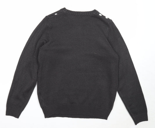 Avenue Mens Grey Round Neck Acrylic Pullover Jumper Size S Long Sleeve - Elf Christmas