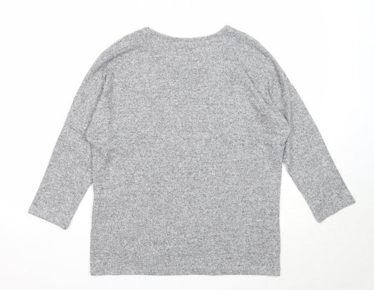 TU Womens Grey Round Neck Geometric Polyester Pullover Jumper Size 10 - Star Pattern