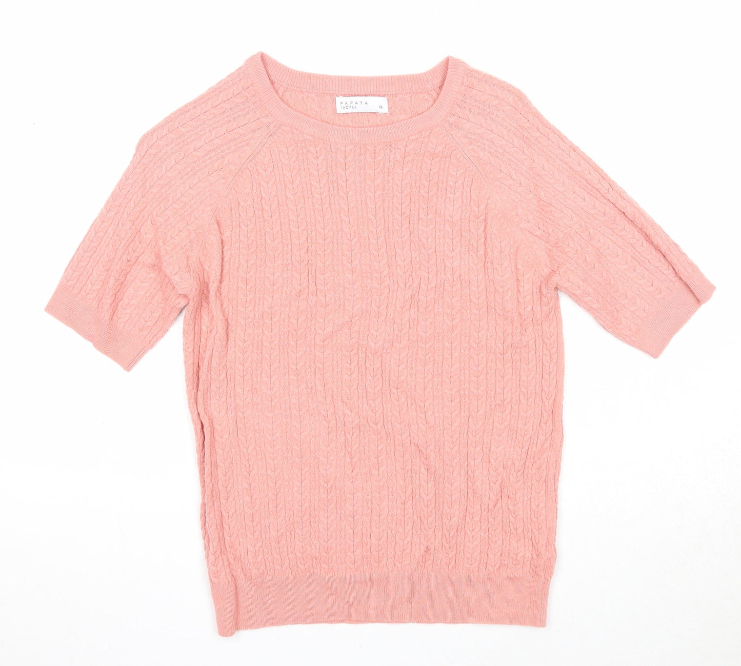 Womens UK Size 14 Papaya Pink Pullover Jumper