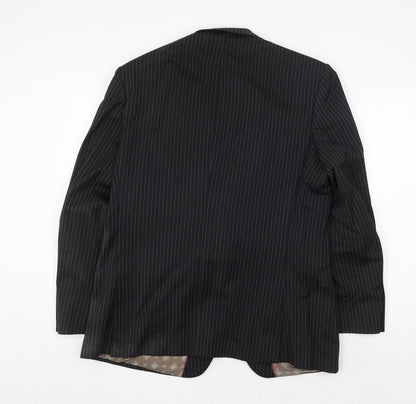 Limehaus Mens Black Striped Polyester Jacket Suit Jacket Size 44 Regular