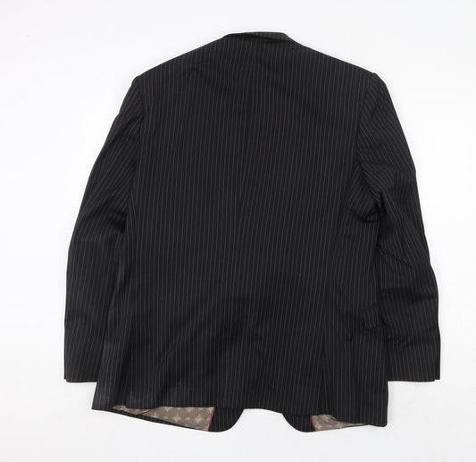 Limehaus Mens Black Striped Polyester Jacket Suit Jacket Size 44 Regular