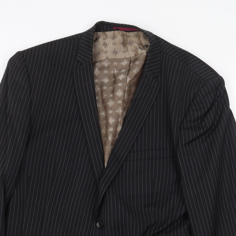 Limehaus Mens Black Striped Polyester Jacket Suit Jacket Size 44 Regular