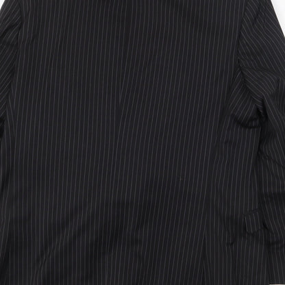 Limehaus Mens Black Striped Polyester Jacket Suit Jacket Size 44 Regular