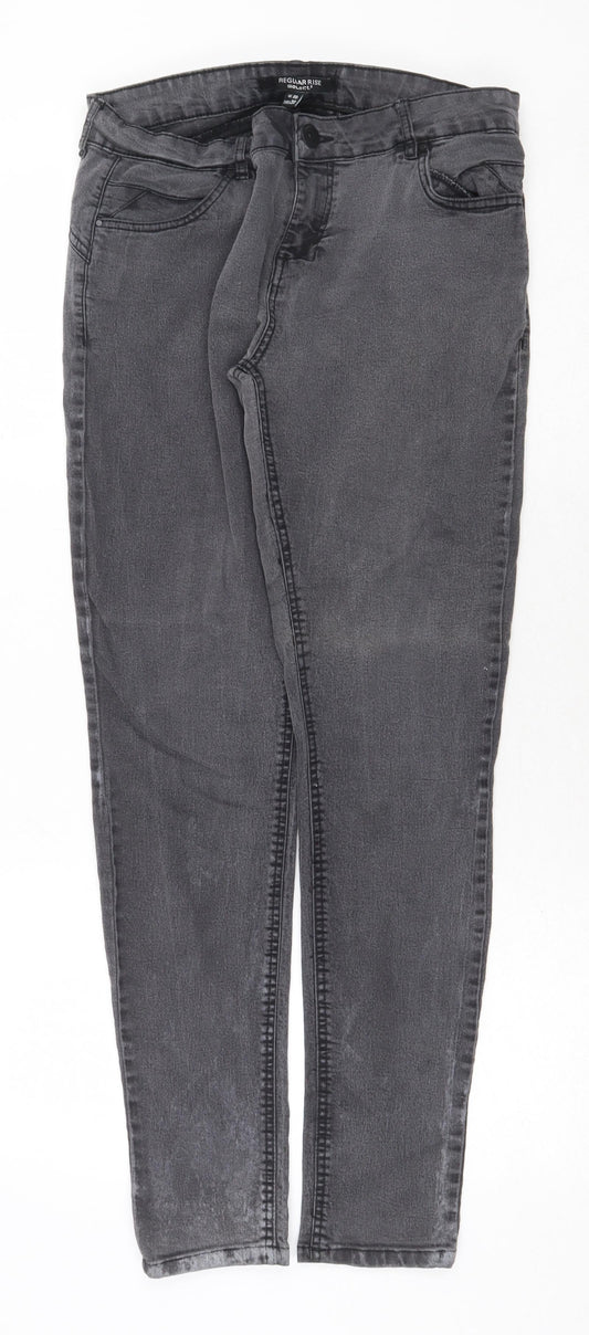 Select Womens Grey Cotton Skinny Jeans Size 10 Regular Zip