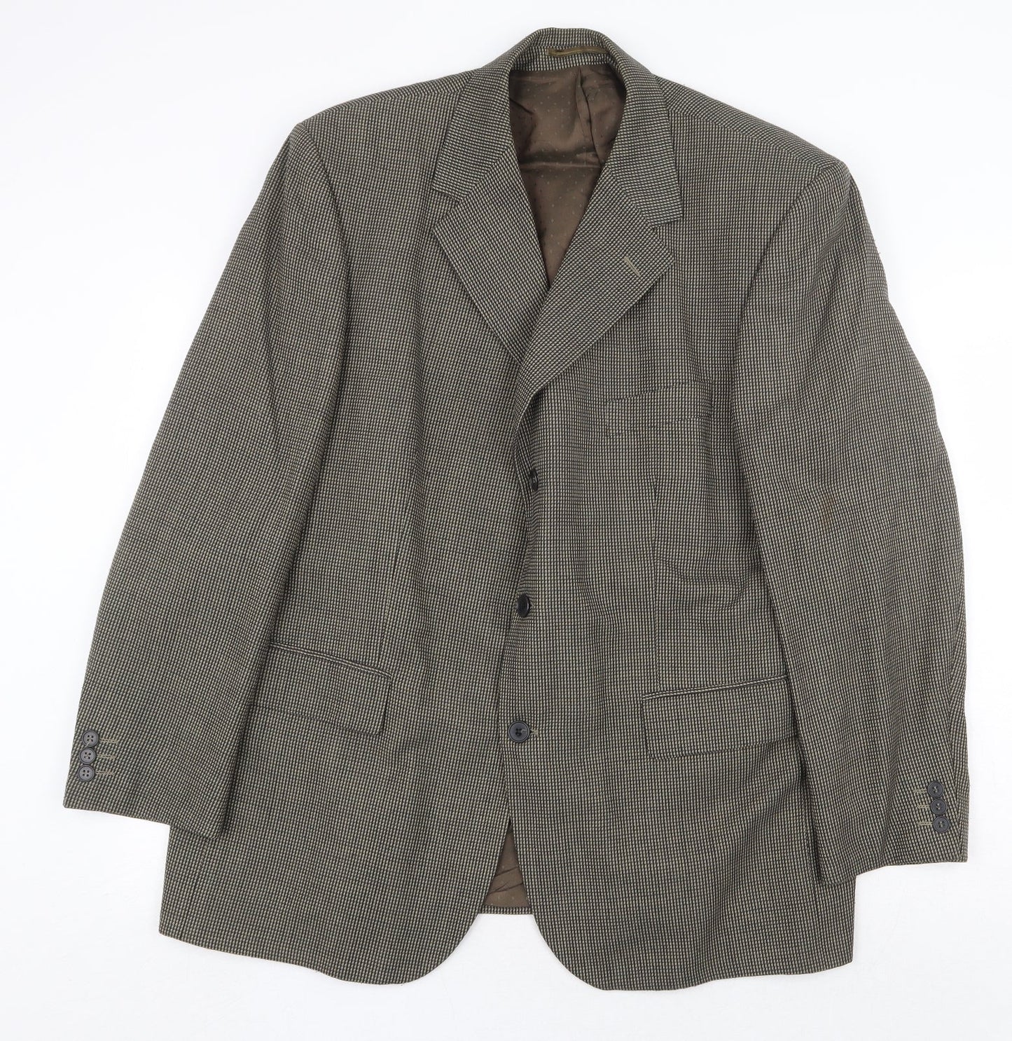 centa Mens Brown Geometric Polyester Jacket Blazer Size 46 Regular