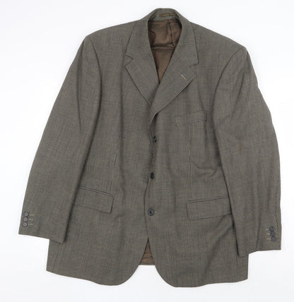 centa Mens Brown Geometric Polyester Jacket Blazer Size 46 Regular