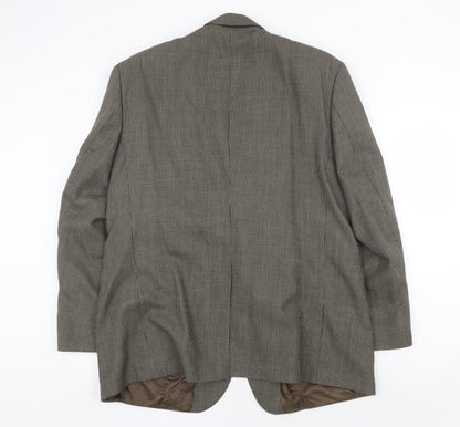 centa Mens Brown Geometric Polyester Jacket Blazer Size 46 Regular