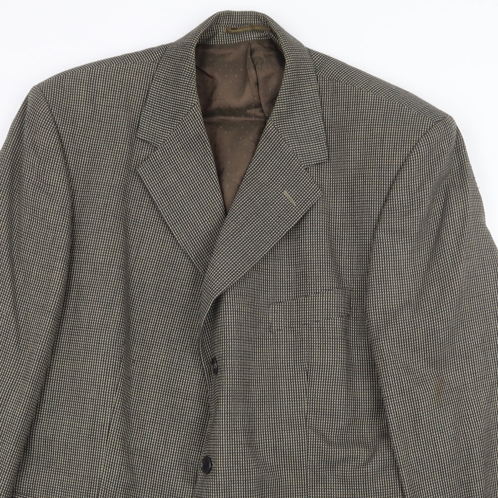centa Mens Brown Geometric Polyester Jacket Blazer Size 46 Regular