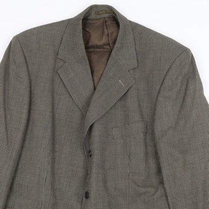 centa Mens Brown Geometric Polyester Jacket Blazer Size 46 Regular