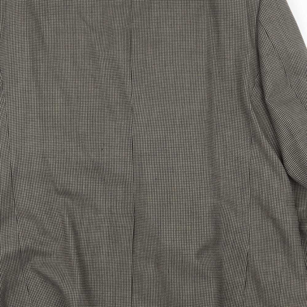 centa Mens Brown Geometric Polyester Jacket Blazer Size 46 Regular