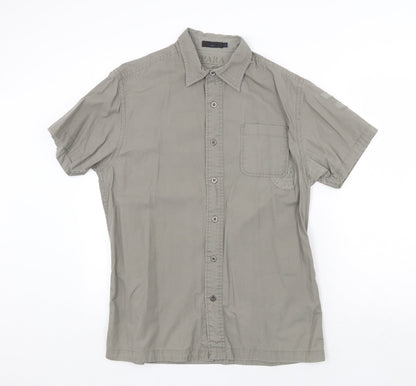 Mens UK Size M New Look Grey  Button-Up Short Sleeve Casual Shirt