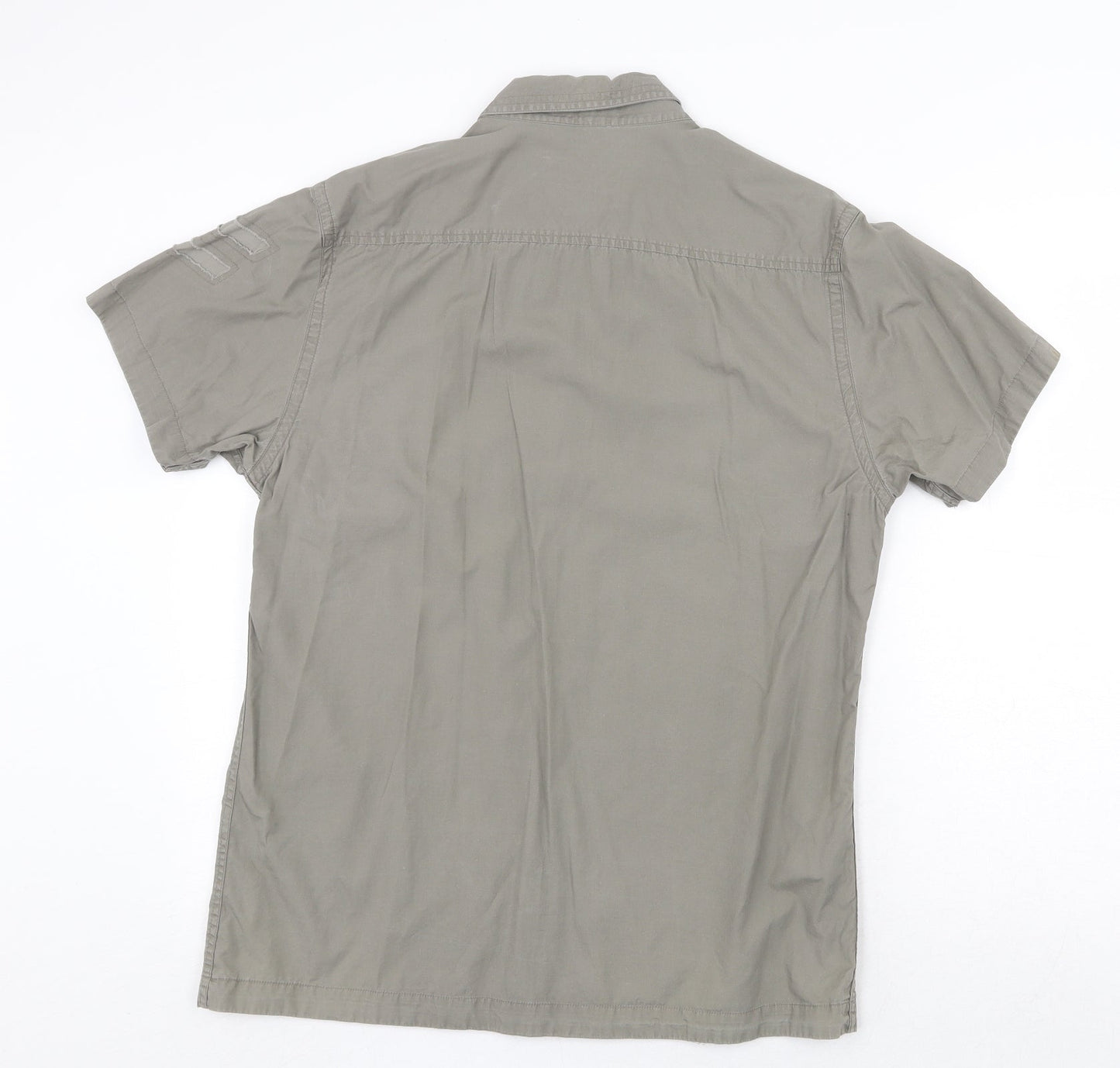 Mens UK Size M New Look Grey  Button-Up Short Sleeve Casual Shirt