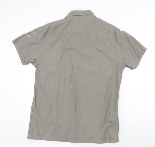 Mens UK Size M New Look Grey  Button-Up Short Sleeve Casual Shirt