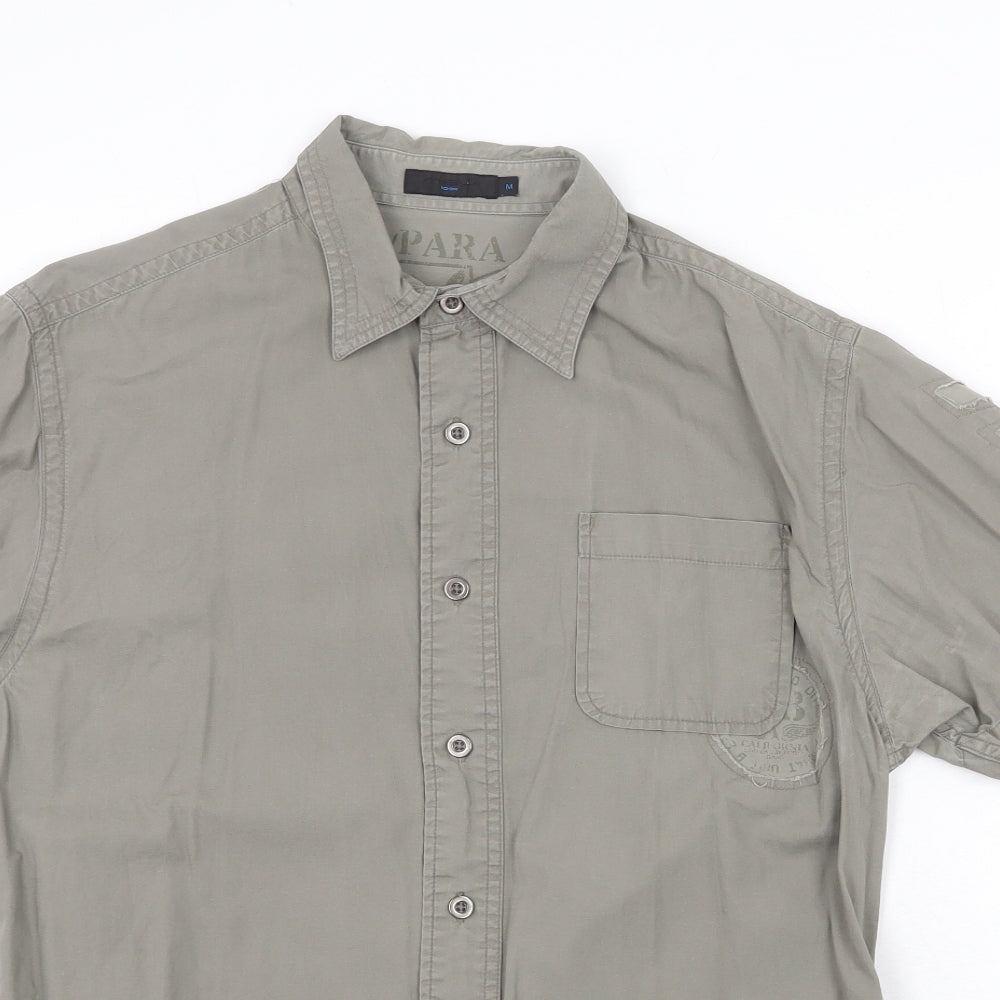 Mens UK Size M New Look Grey  Button-Up Short Sleeve Casual Shirt