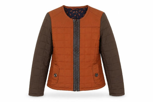 Marks & Spencer Womens Orange Quilted Jacket Size 10 Zip