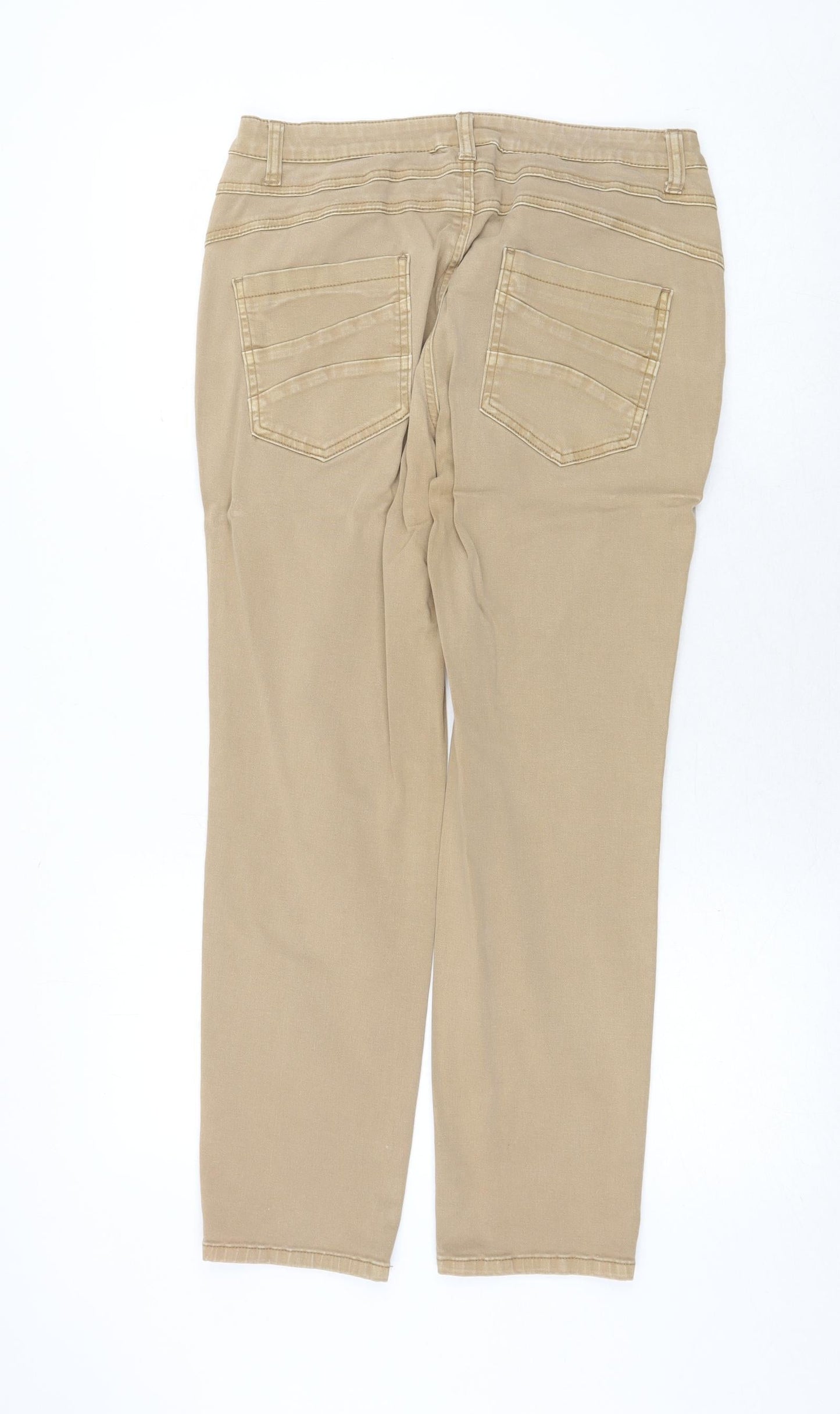 B.C. Best Connections Womens Beige Cotton Straight Jeans Size 32 in Regular Zip