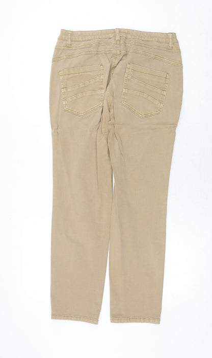 B.C. Best Connections Womens Beige Cotton Straight Jeans Size 32 in Regular Zip