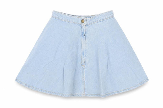 Made in USA Womens Blue Cotton Skater Skirt Size XS Button