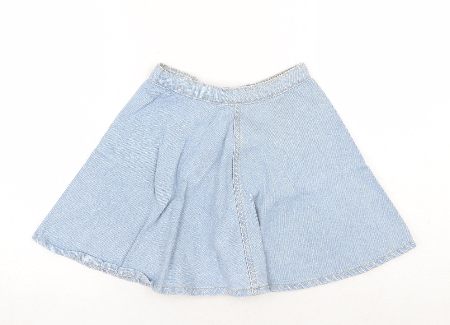 Made in USA Womens Blue Cotton Skater Skirt Size XS Button