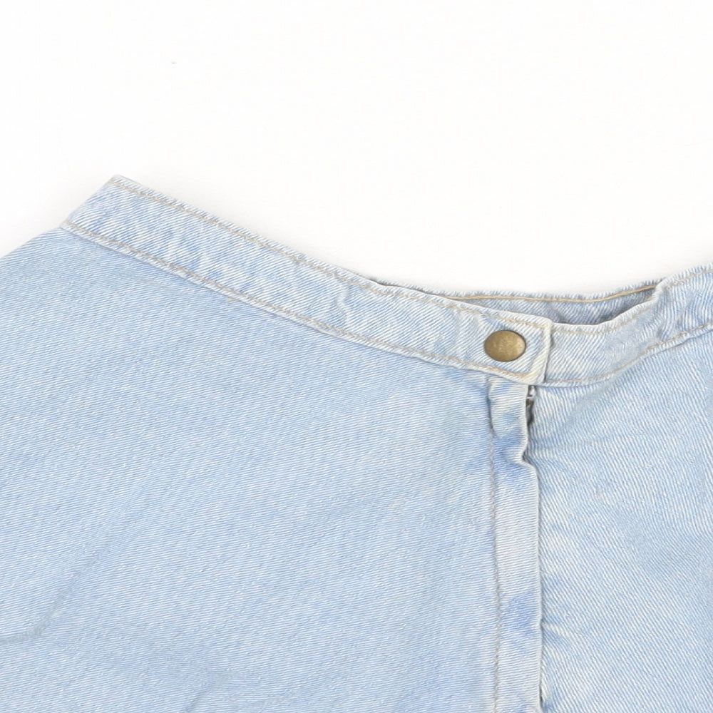Made in USA Womens Blue Cotton Skater Skirt Size XS Button
