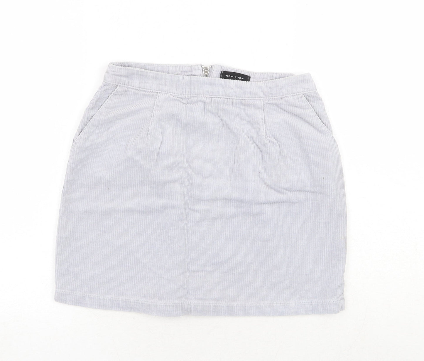 New Look Womens Blue Cotton A-Line Skirt Size 8 Zip