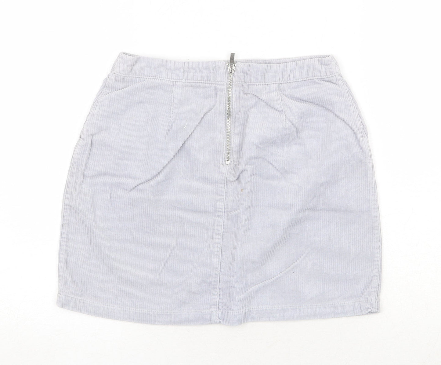 New Look Womens Blue Cotton A-Line Skirt Size 8 Zip