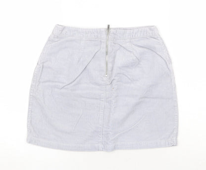 New Look Womens Blue Cotton A-Line Skirt Size 8 Zip